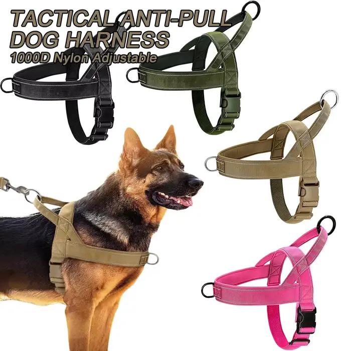 Harnais tactique anti-traction pour chien - Nylon 1000D réglable pour grands chiens