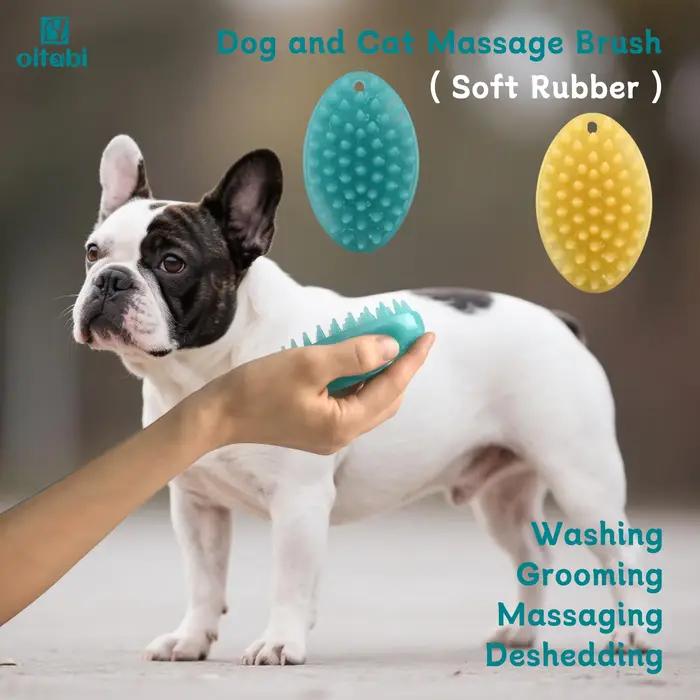 Brosse pour animaux de compagnie en caoutchouc souple Oitabi pour cheveux courts toilettage pour chiens et chats bain