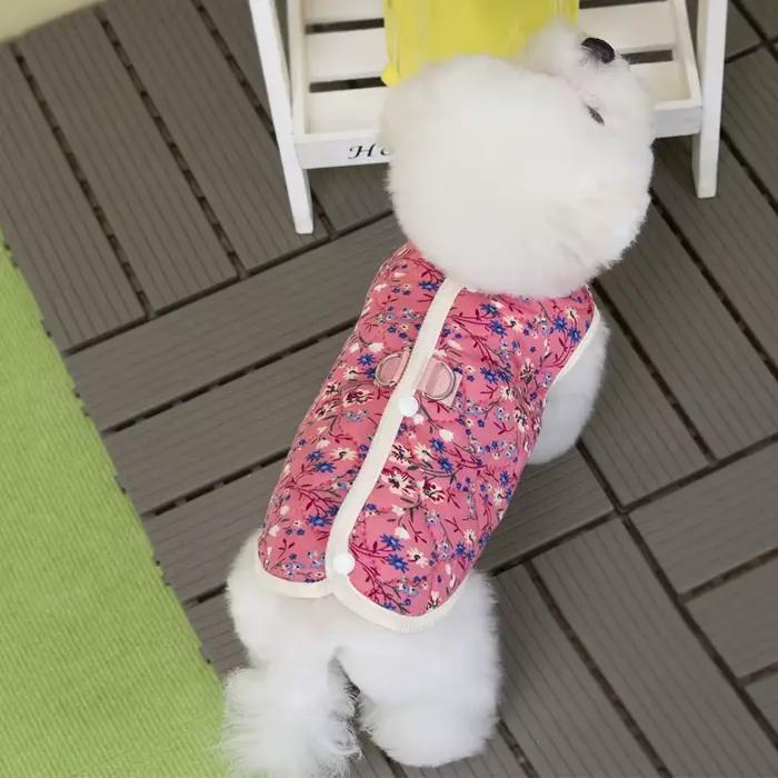 Vêtements pour chiens, veste rembourrée en coton à motif floral