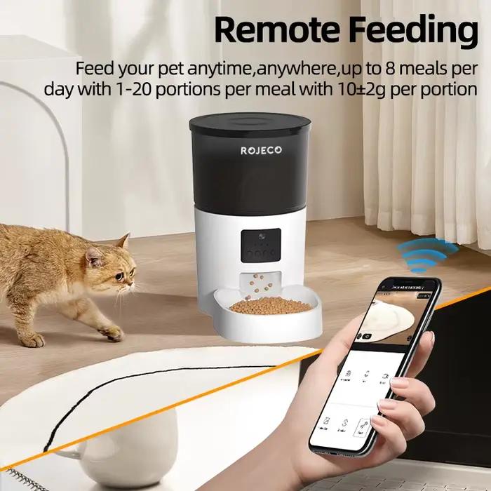 ROJECO 3L mangeoire automatique pour animaux de compagnie avec distributeur de nourriture pour chat intelligent Carmen pour chiens mangeoires rechargeables WIFI pour chats alimentation à distance