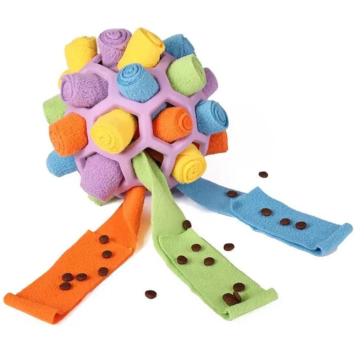 Jouet de Mangeoire Lente pour Chien Balle à Frotter Puzzle Interactif