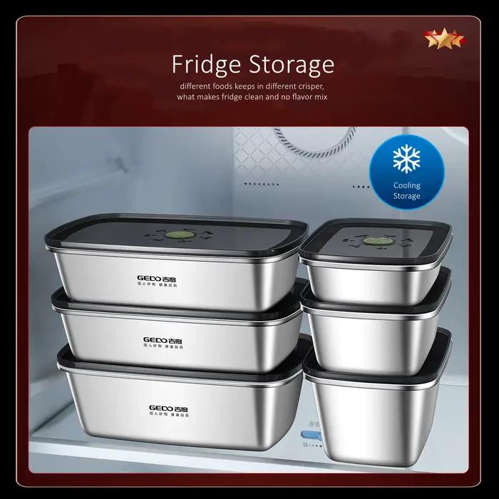 Certification LFGB 304 boîte de conservation des aliments en acier inoxydable léger bac à légumes sous vide récipient