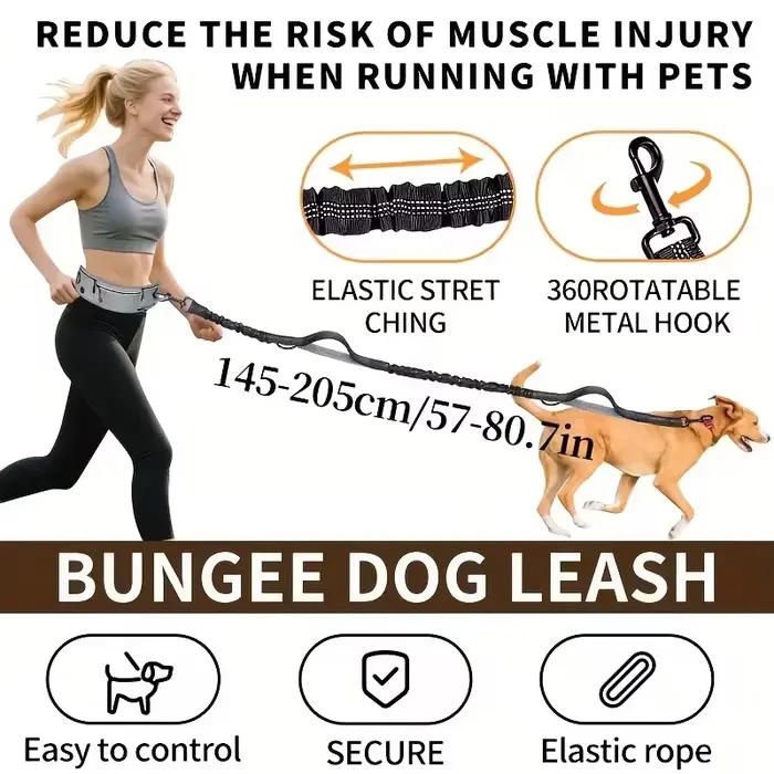 Laisse pour chien mains libres avec sac banane de course