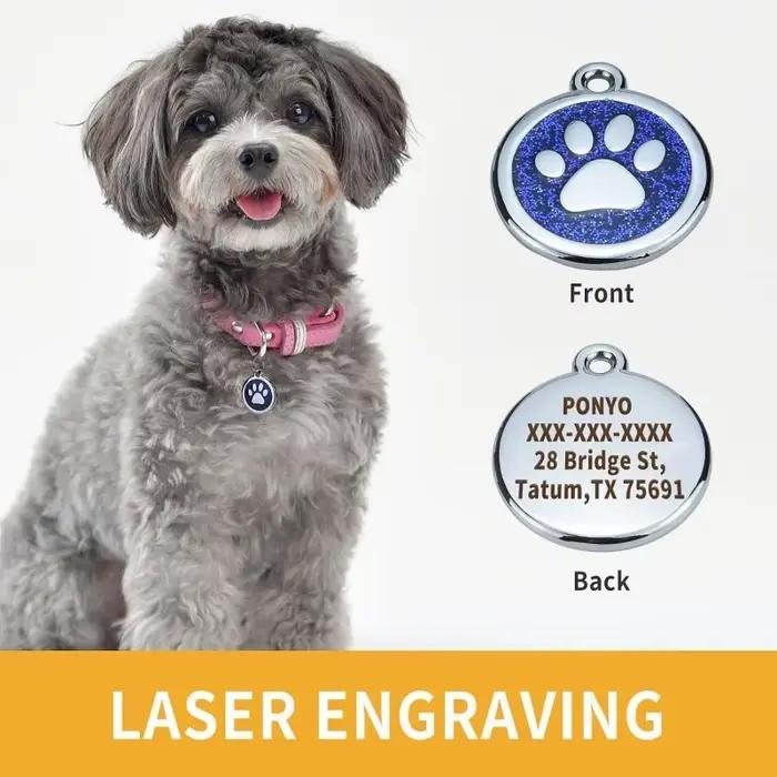 Médaille personnalisée pour collier de chien avec nom gravé