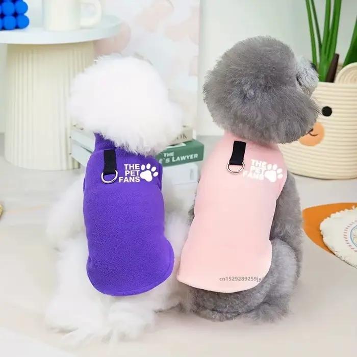 Manteau en polaire d'hiver pour chien de petite et moyenne taille - Veste chaude pour animaux de compagnie avec anneau