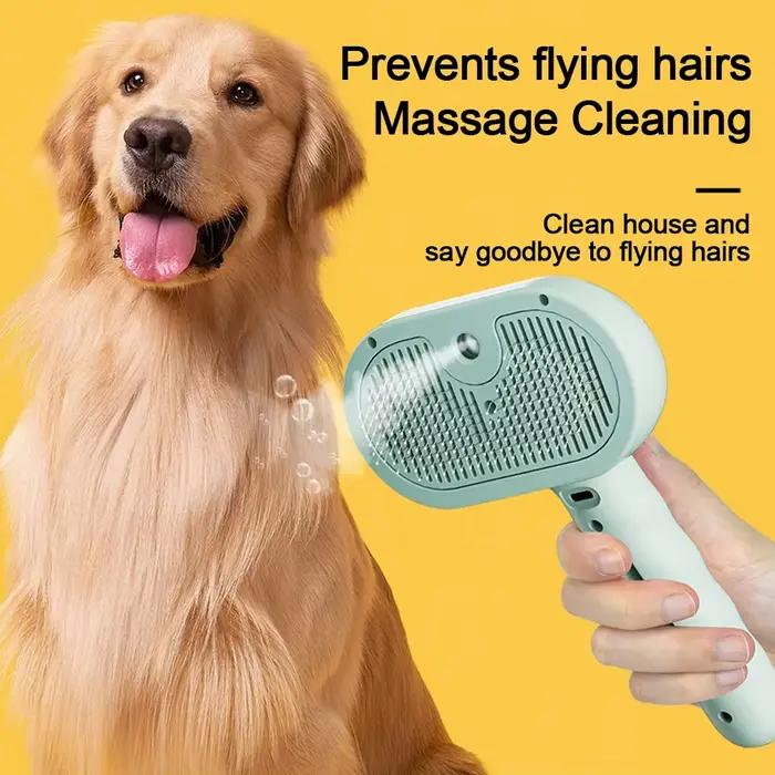 Brosse de toilettage pour chiens à pulvérisation de vapeur