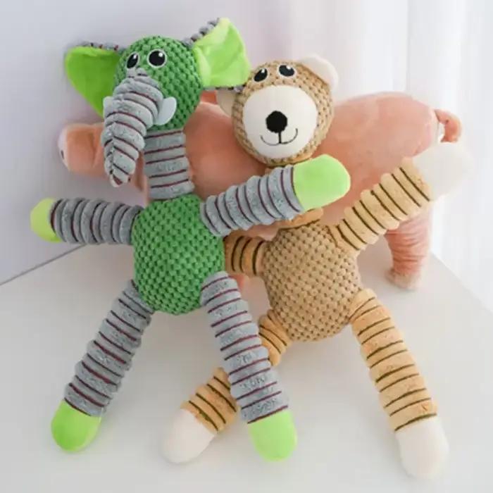 Grand chien indestructible son grinçant jouets animaux forme animal de compagnie doux en peluche à mâcher molaire jouet