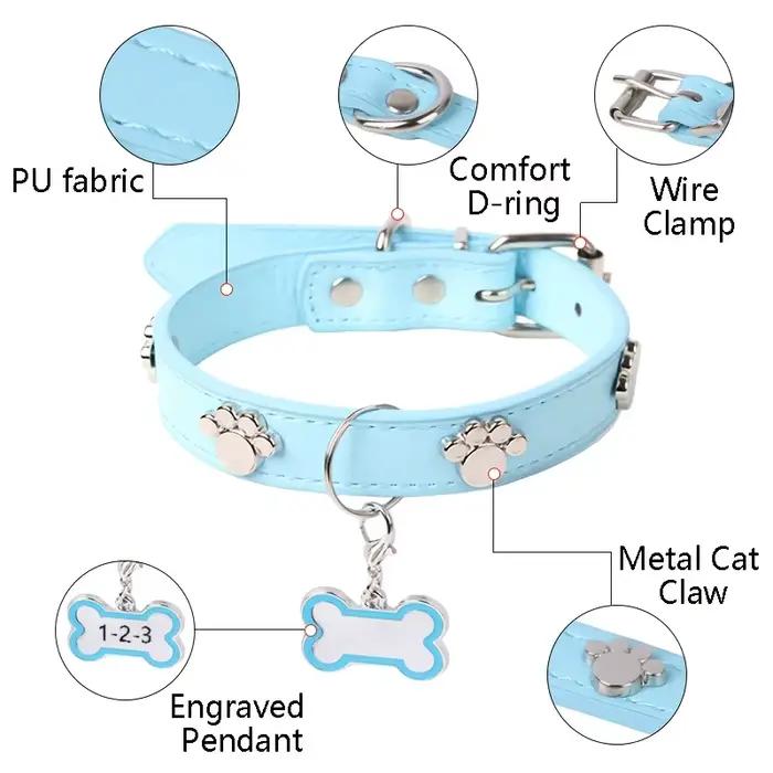 Collier pour chien gravé avec nom et numéro de téléphone