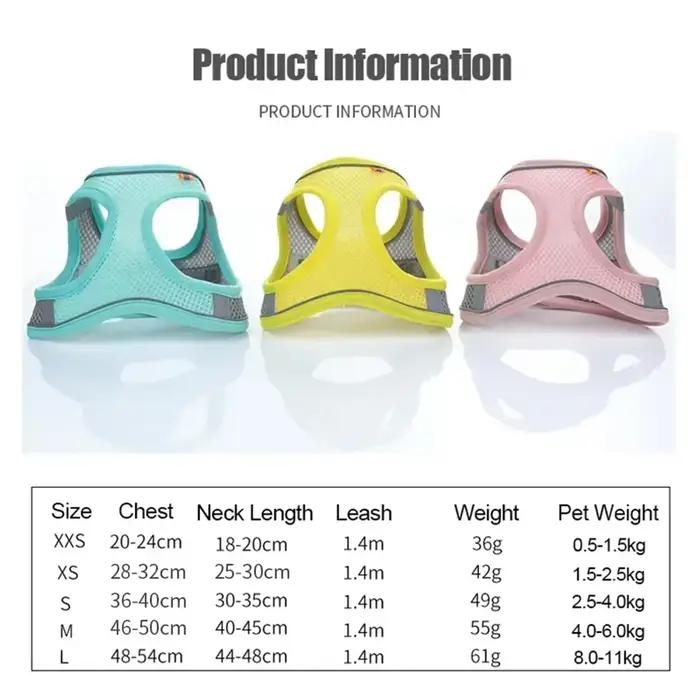 Accessoires pour chats et chiens : Harnais de sécurité respirant et réglable pour petits