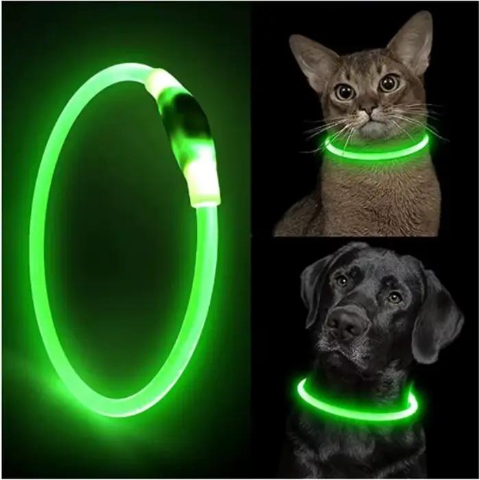 Collier de chien LED, collier de chien de compagnie éclairé rechargeable USB