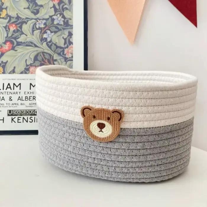Panier de rangement en tissu motif ours mignon