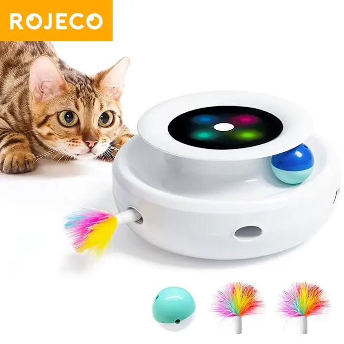 ROJECO 2 en 1 chat intelligent jouets automatique plume amusant balle jouet ensemble