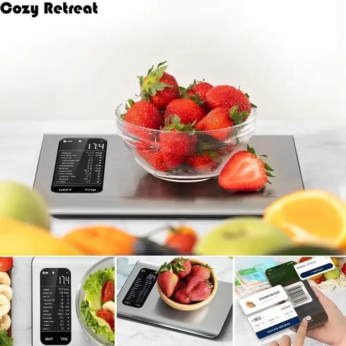 Balance alimentaire intelligente en acier inoxydable avec application gratuite et suivi de 19 nutriments