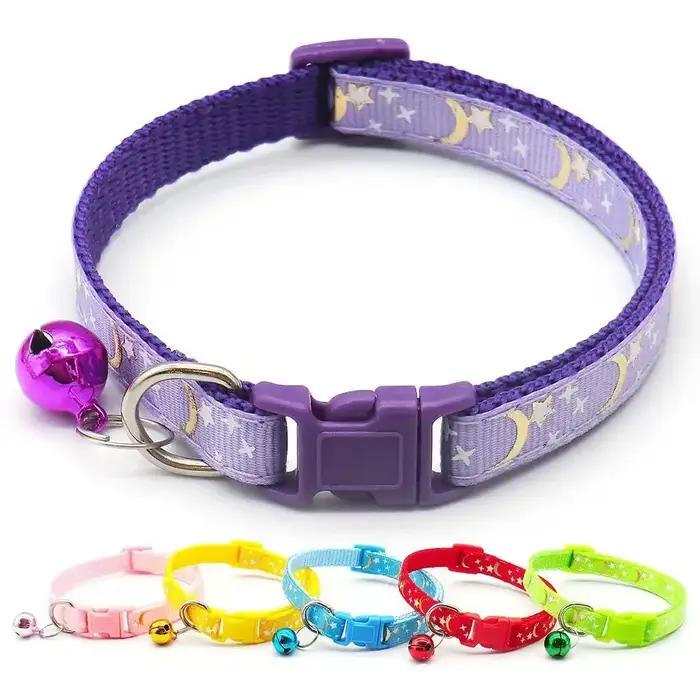 Accessoires pour chiens collier de chien réglable étoiles de lune de dessin animé avec cloche