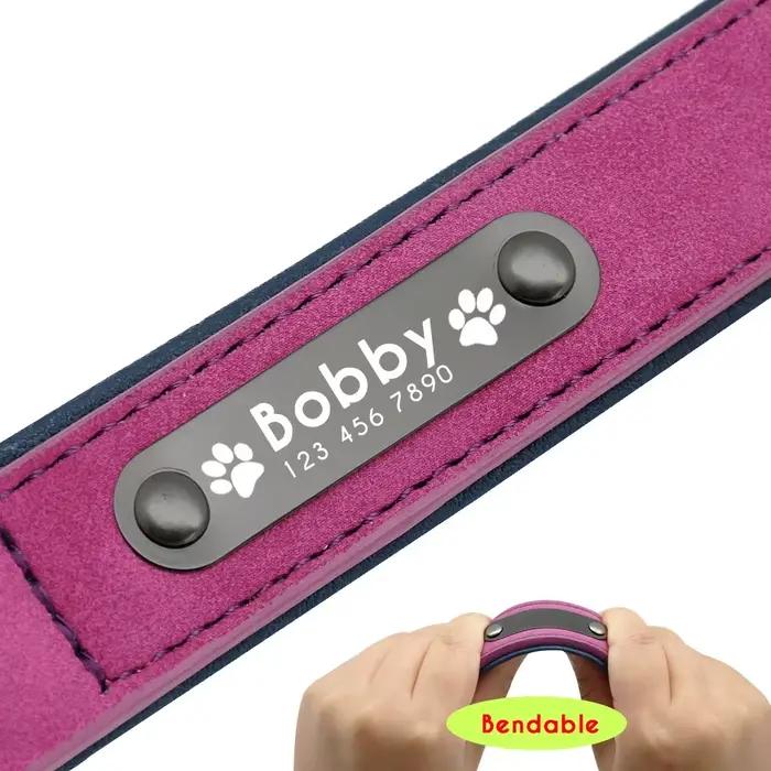 Étiquettes d'identification de nom personnalisées colliers de chien nom de texte personnalisé collier