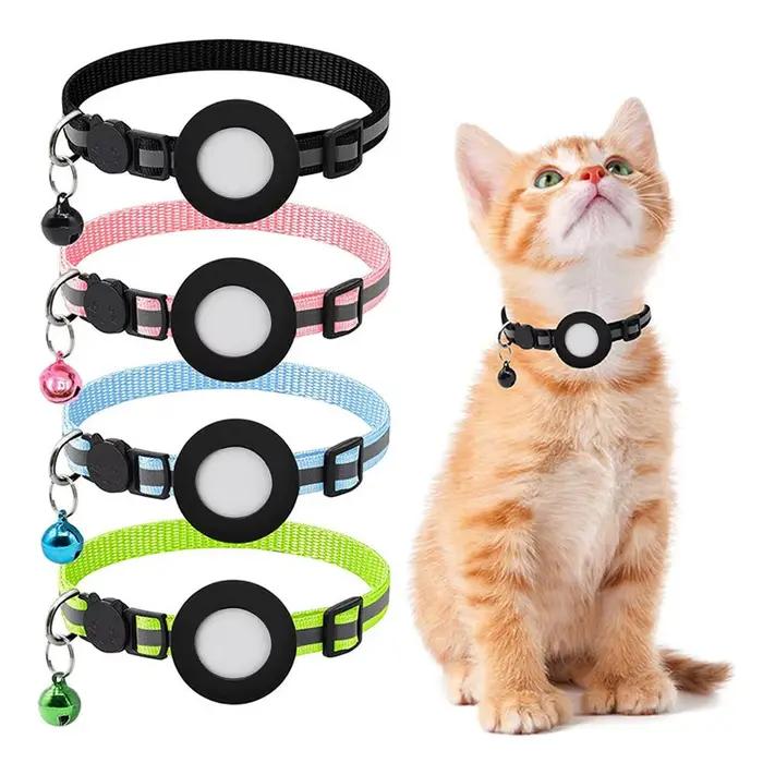 Collier de boîtier d'étiquette d'air pour chats avec étui de protection traqueur Anti-perte positionnement colliers de chien réfléchissants accessoires pour animaux de compagnie