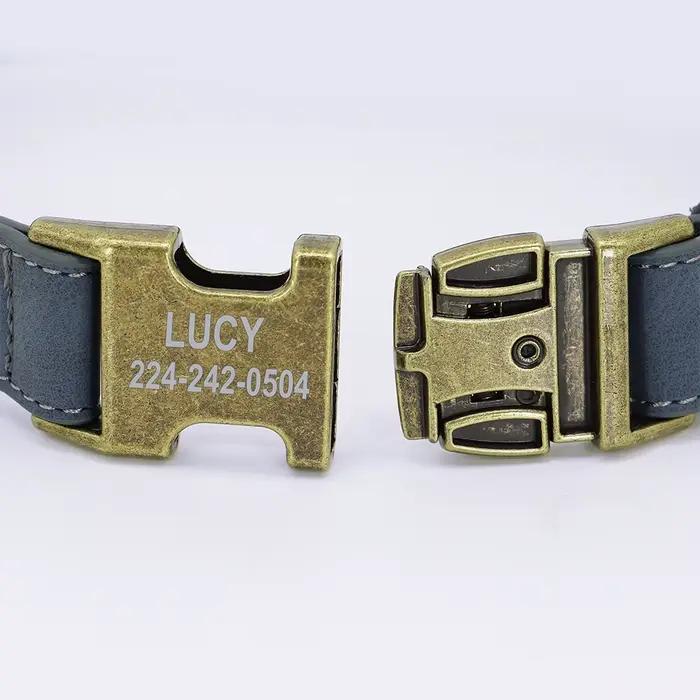 Collier de chien en cuir PU personnalisé gravé