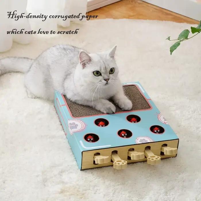 Boîte de jeu interactive 3-en-1 pour chaton d'intérieur : Jouet Whack-A-Mole