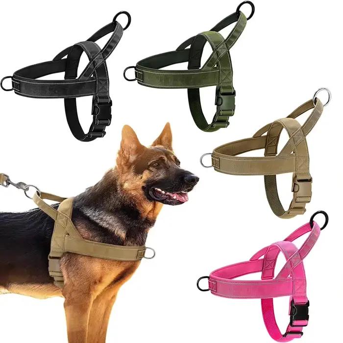 Harnais tactique anti-traction pour chien - Nylon 1000D réglable pour grands chiens