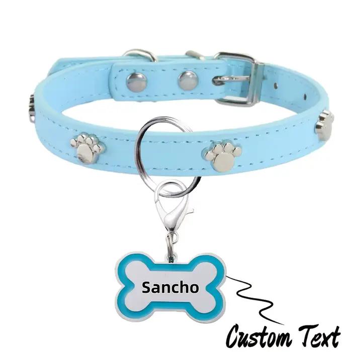 Collier pour chien gravé avec nom et numéro de téléphone