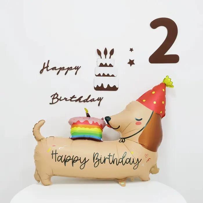 2 ballons en aluminium motif chien saucisse de dessin animé pour anniversaire