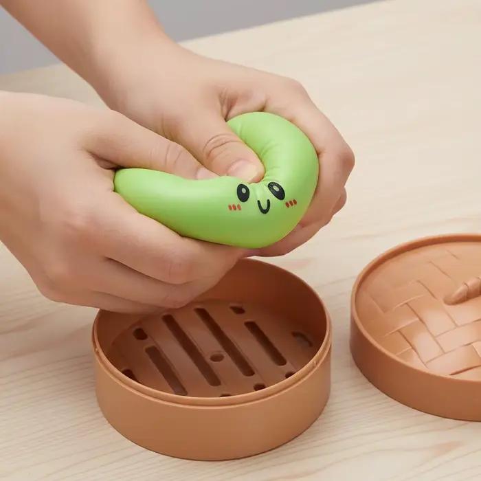 Jouet Squishy Baozi avec boîte de cuisson vapeur