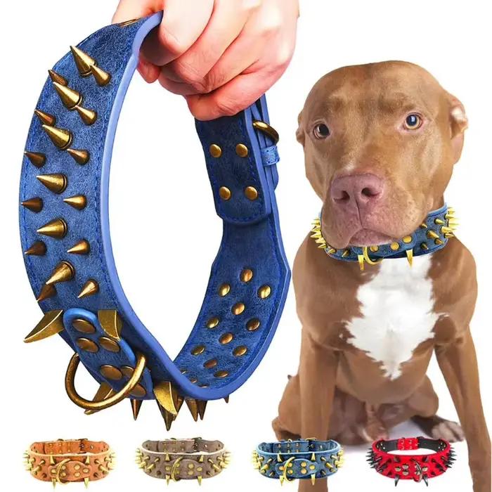 Collier de chien clouté à pointes avec grandes