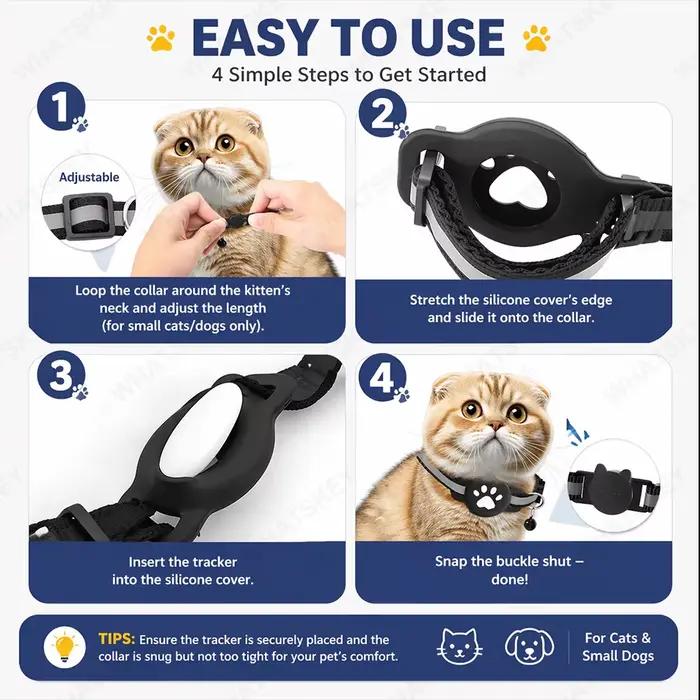 Collier Ajustable pour Animaux de Compagnie avec Traceur GPS Google Find My Android - Kits de Localisation