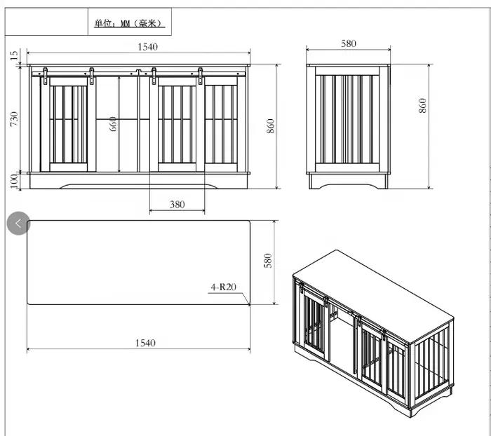 Grand meuble de caisse pour chien