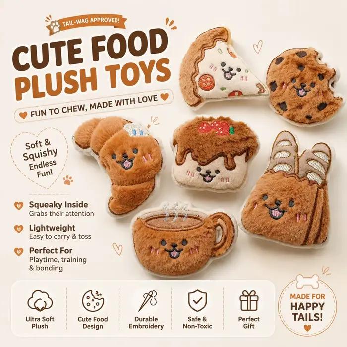 Jouets en peluche pour chiens en forme de nourriture avec couineur