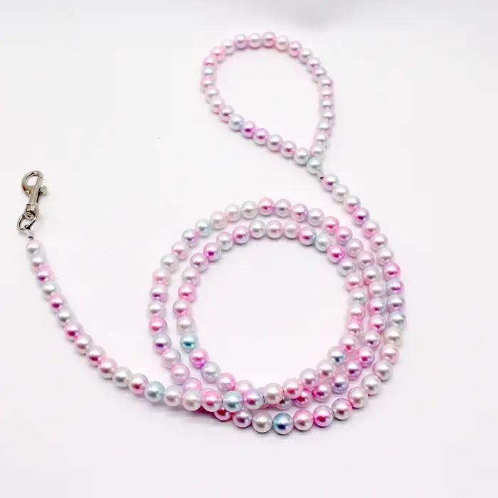Laisse pour chien et chat en perles personnalisées de 120 cm (4 pieds) pour chiens de petite et moyenne taille