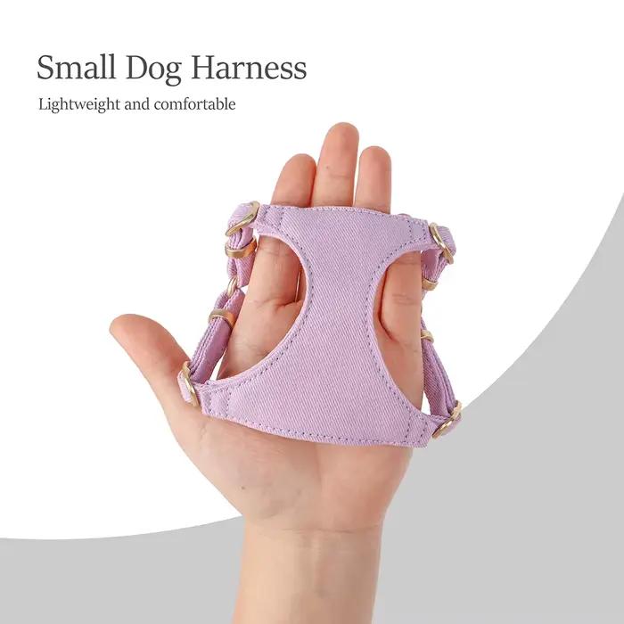 Small Dog Collar Harness Leash Set Cute Dog Collars With Bowknot Adjustable Pet Harnesses Vest