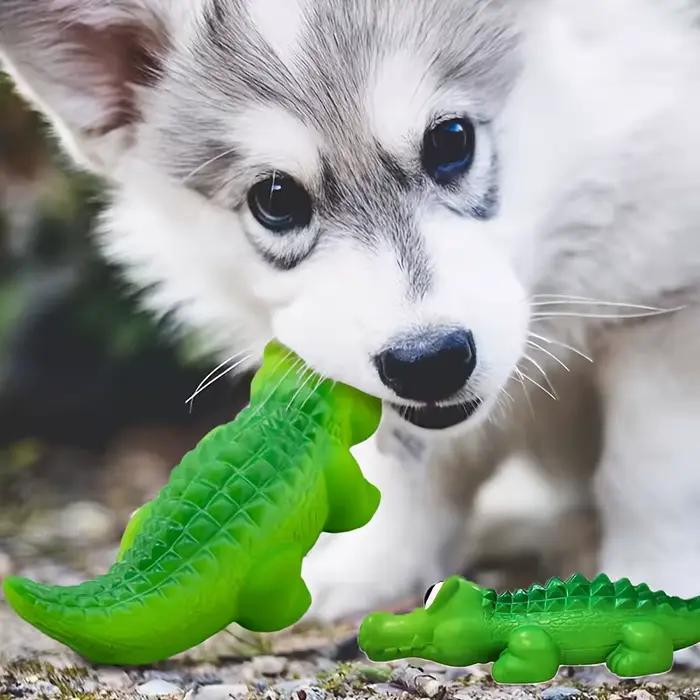 Jouet à mâcher pour chien en caoutchouc durable pour mâcheurs agressifs-latex en forme de crocodile avec son grinçant
