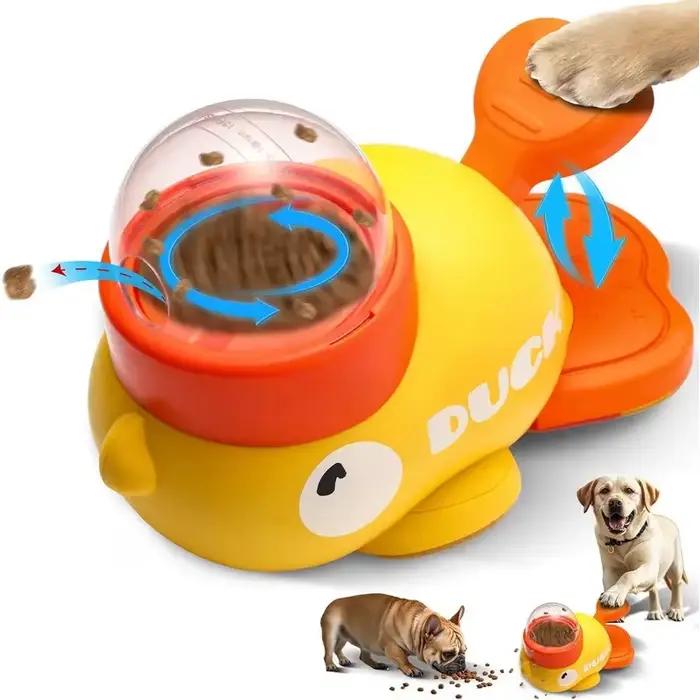 Distributeur interactif de friandises pour animaux de compagnie en forme de petit canard jaune