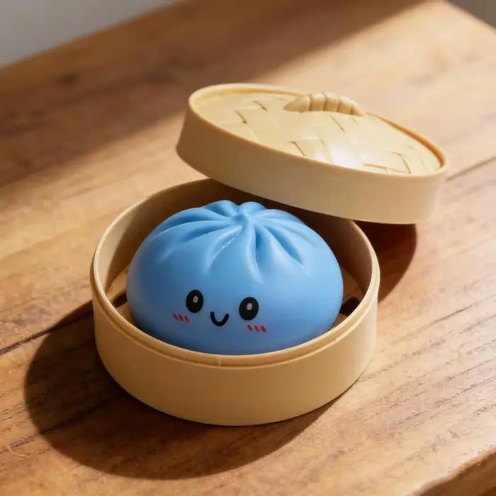 Jouet Squishy Baozi avec boîte de cuisson vapeur