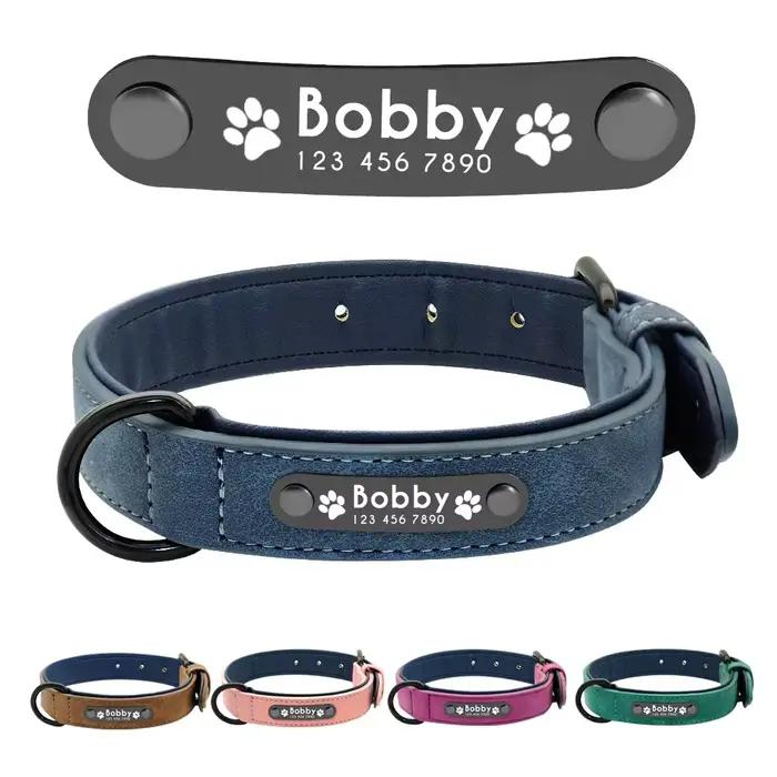 Étiquettes d'identification de nom personnalisées colliers de chien nom de texte personnalisé collier