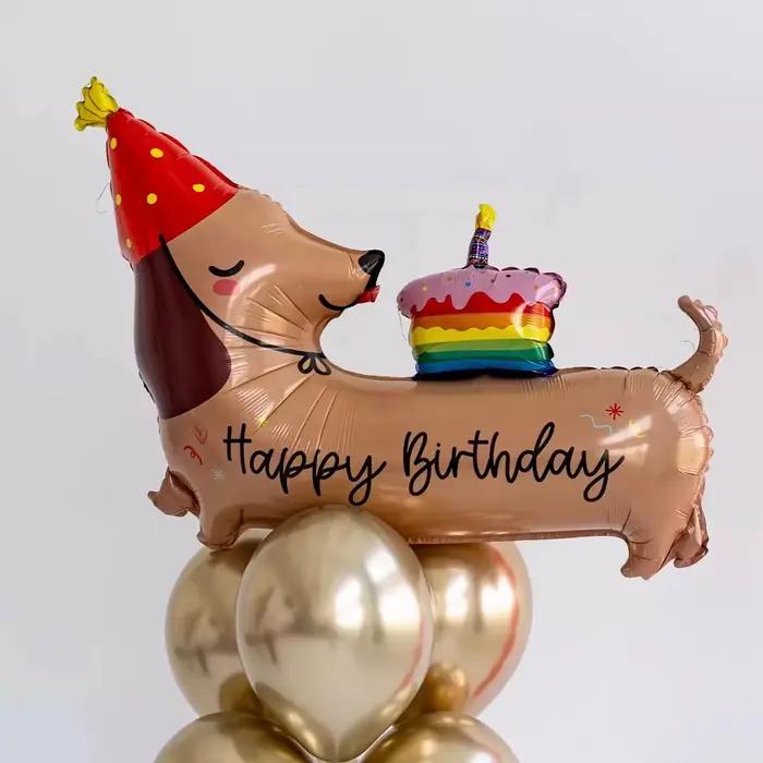 Ballon en aluminium motif chien saucisse de dessin animé pour anniversaire
