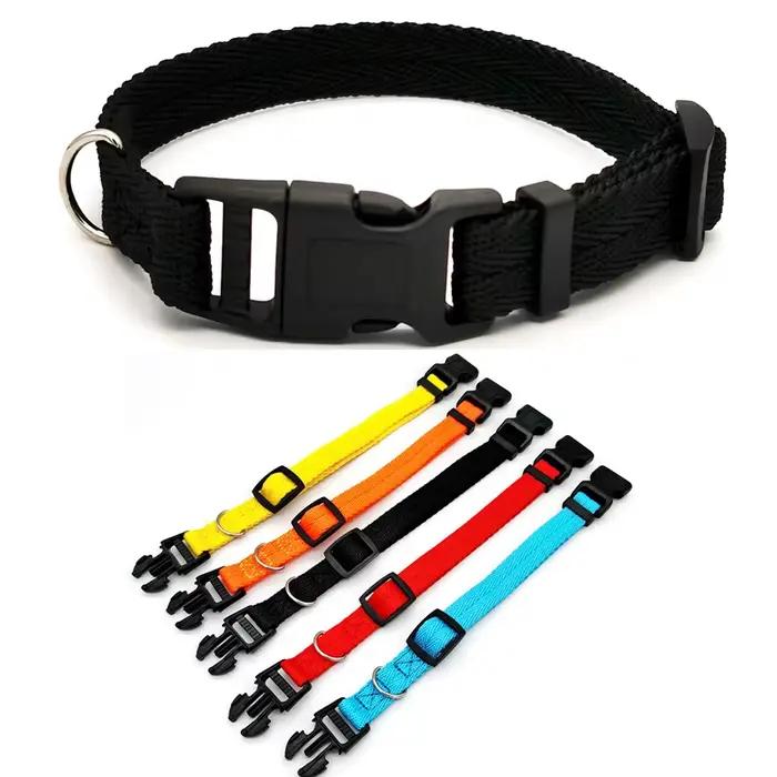 Collier pour chien de compagnie couleur unie colliers pour chiots chiens moyens rapidement désactivé