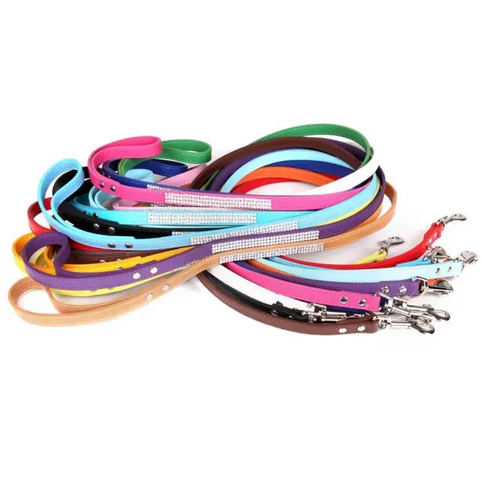 Mode strass chien laisse animal de compagnie Bling brillant chat chiot marche laisses plomb pour petits chiens chats Chihuahau Yorkshire Teddy 120 cm