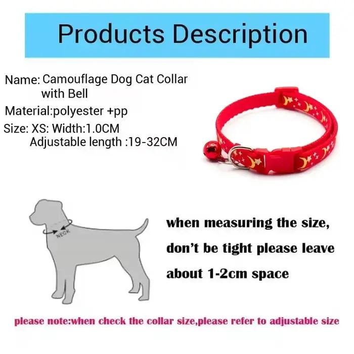 Accessoires pour chiens collier de chien réglable étoiles de lune de dessin animé avec cloche