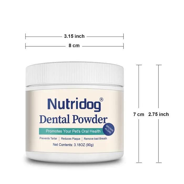 NUTRIDOG – poudre de soins dentaires avec dissolvant de Plaque de thé vert pour chiens et chats