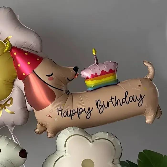 Ballon en aluminium motif chien saucisse de dessin animé pour anniversaire