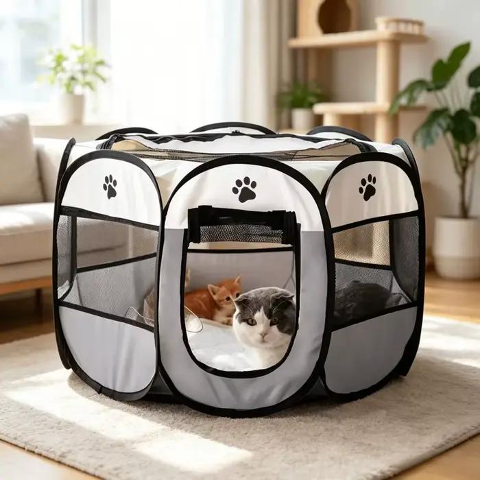 Tente pliable octogonale pour animaux de compagnie – Enclos portable pour chiots