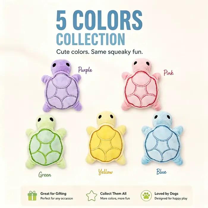Mini jouet en peluche tortue couineuse pour chien