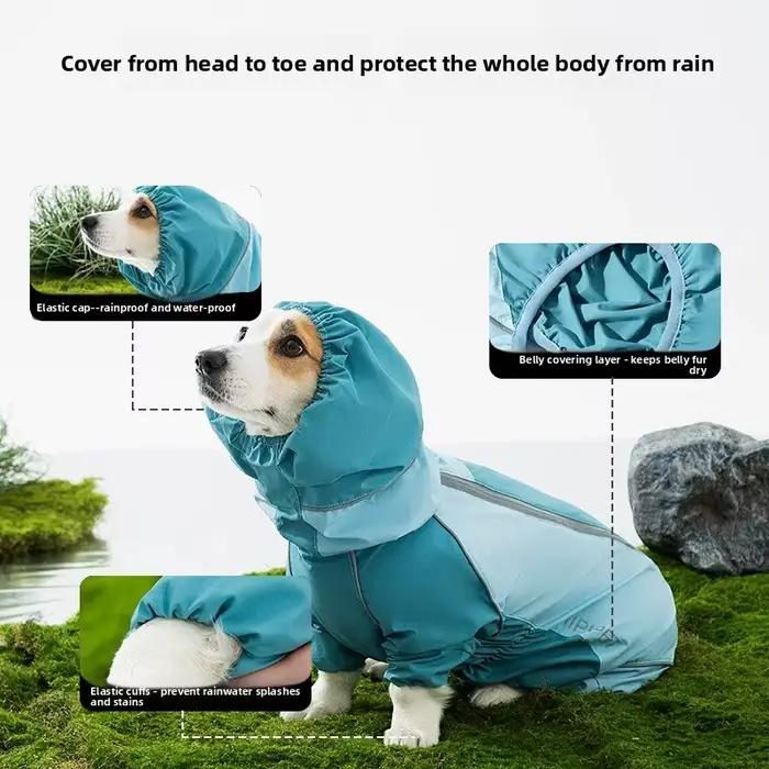 Manteau imperméable 2026 à couleurs contrastées et couverture intégrale pour chiens