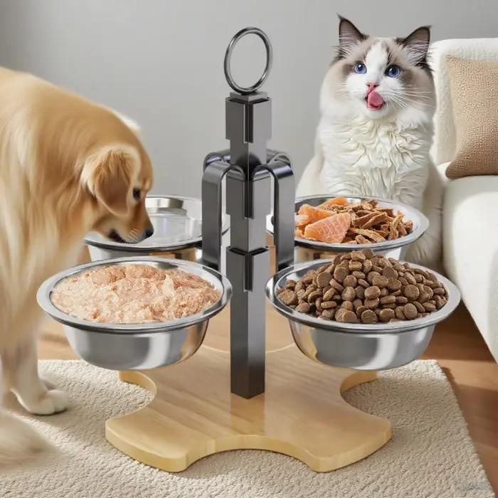 Bols surélevés pour animaux de compagnie avec support