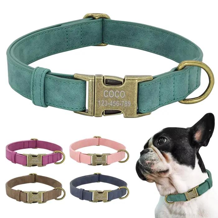 Collier d'identification de chien personnalisé colliers d'étiquette de chiens personnalisés avec boucle en métal en