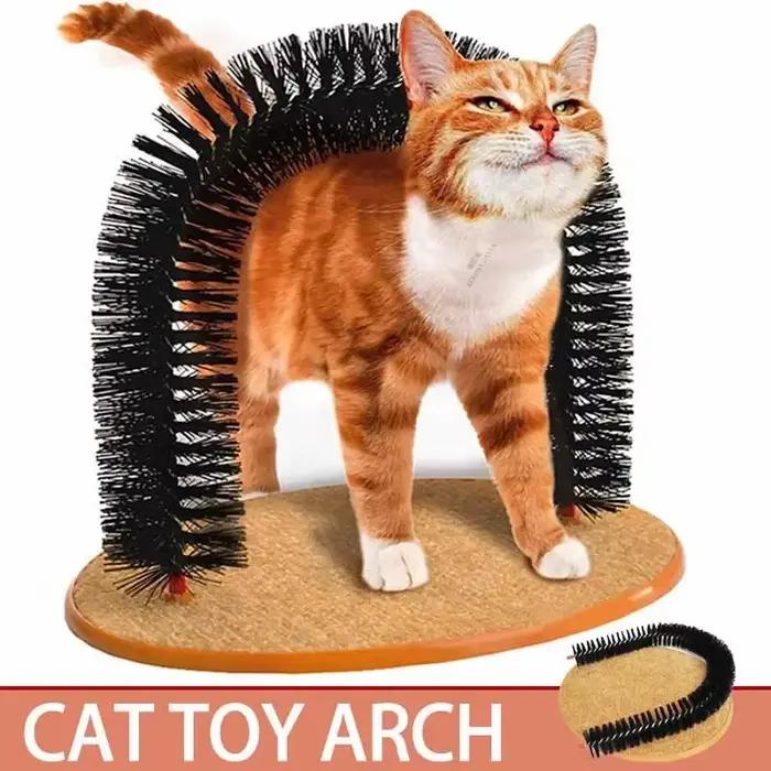 Jouet pour chat arc auto-groome Pamper félin avec un Massage toilettage brosse à friction avec tampon à gratter