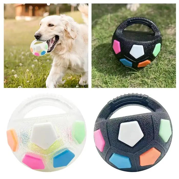 Jouets pour chiens ballon de football avec poignée à l'extérieur flottant grinçant pour remorqueur de guerre jouet