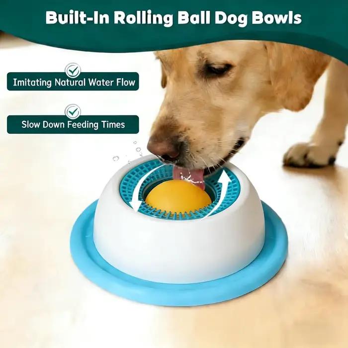 Bol à lécher pour chien anti-glissement en forme de boule